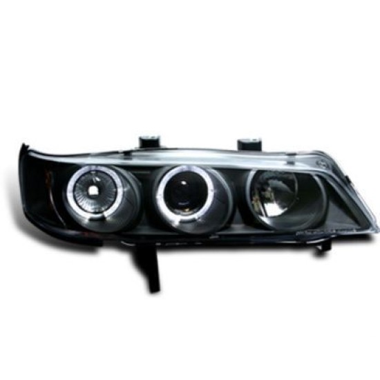 Φανάρια εμπρός angel eyes για Honda Accord (1994-1997) USA , μαύρα , με λάμπες (Η1) - σετ 2τμχ.