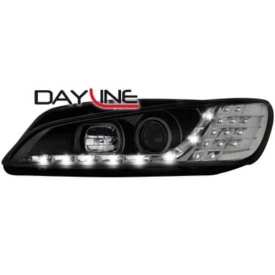 Φανάρια εμπρός led για Peugeot 306 (1993-1997) , μαύρα , με λάμπες (Η1) - σετ 2τμχ.