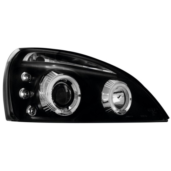 Φανάρια εμπρός angel eyes για Renault Clio MK3 (2001-2005) - μαύρα , με λάμπες (Η1) - σετ 2τμχ.