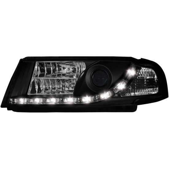 Φανάρια εμπρός led για Skoda Octavia (2000-2004) , μαύρα , με λάμπες (Η1) - σετ 2τμχ.