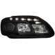 Φανάρια εμπρός led για Vw Touran / Caddy (2003-2006) , μαύρα , με λάμπες (Η1) - σετ 2τμχ.