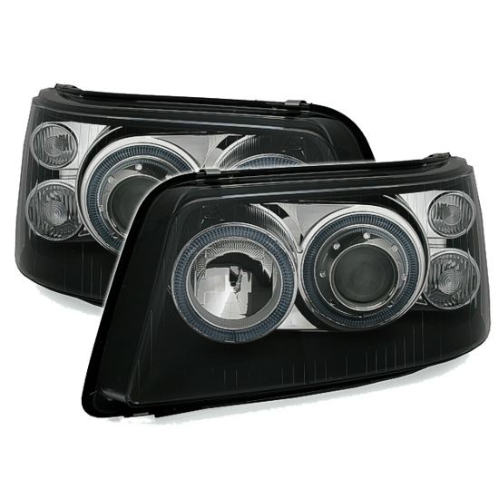 Φανάρια εμπρός angel eyes για Vw Transporter T5 (2003-2009) - μαύρα , χωρίς λάμπες (Η7) - σετ 2τμχ.