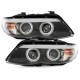 Φανάρια εμπρός angel eyes για BMW X5 (2003-2007) - μαύρα , με λάμπες (Η1) - σετ 2τμχ.