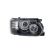 Φανάρια εμπρός led angel eyes για Land Rover Vogue ((2002-2009) - μαύρα , με λάμπες (Η1) - σετ 2τμχ.