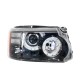 Φανάρια εμπρός led angel eyes για Land Rover /Range Rover Sport ((2009+) - μαύρα , με λάμπες (Η1) - σετ 2τμχ.