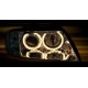 Φανάρια εμπρός angel eyes για Audi A6 (2001-2003) - για εργοστασιακά xenon -μαύρα , χωρίς λάμπες (Η7) - σετ 2τμχ.