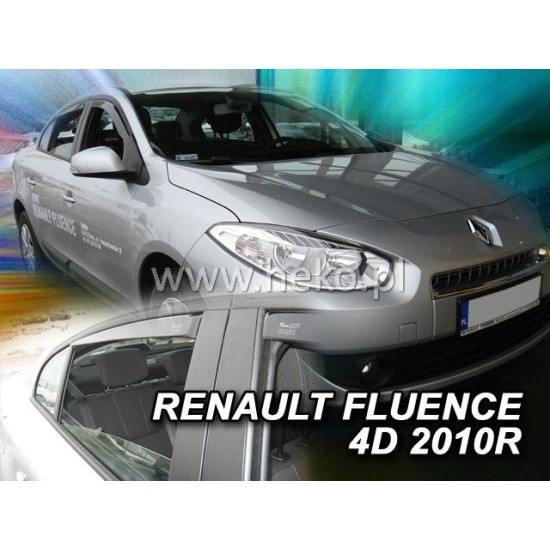 Ανεμοθραύστες για Renault Fluence (2009+) 4 πορτο - 4 τμχ. εμπρός και πίσω