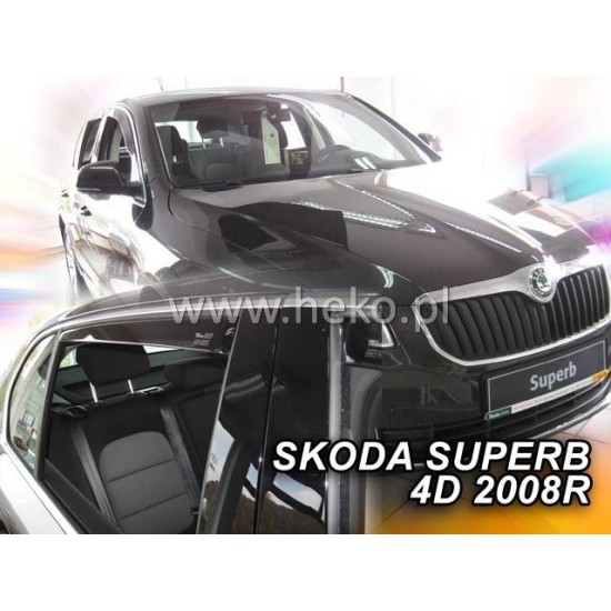 Ανεμοθραύστες για Skoda Superb (2008-2015) sedan - 4 τμχ εμπρός και πίσω