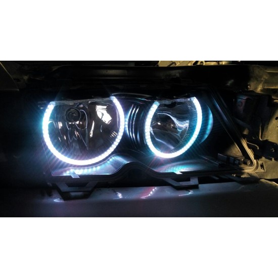 RGB δαχτυλίδια angel eyes led για BMW E46 coupe (2003+) - με εναλλαγή χρωμάτων