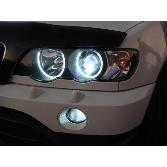 Δαχτυλίδια angel eyes για  BMW X5 (1999-2005) - Λευκό χρώμα