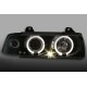 Φανάρια εμπρός angel eyes για BMW E36 (1991-1999) 2d coupe - μαύρα , με λάμπες (Η1) - σετ 2τμχ.