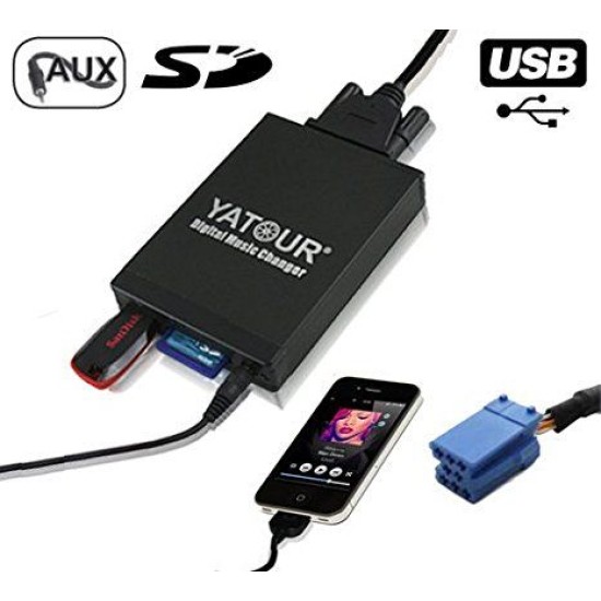 USB / MP3 Changer με Bluetooth* για Renalut Clio / Megane / Laguna / Espace / Twingo / Scenic/ Kangoo - με 8 pin port