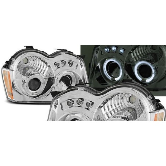 Φανάρια εμπρός angel eyes για Jeep Grand Cherokee (2008-2010) , με λάμπες (Η1) - σετ 2τμχ.