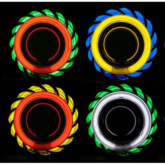 Bi xenon προτζέκτορες Morimoto Mini Spiral 2.5'' - με λευκό εσωτερικό και πράσινο εξωτερικό δαχτυλίδι