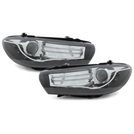 Φανάρια εμπρός led για Vw Scirocco (2008+) - μαύρα , χωρίς λάμπες (Η7) - σετ 2τμχ.