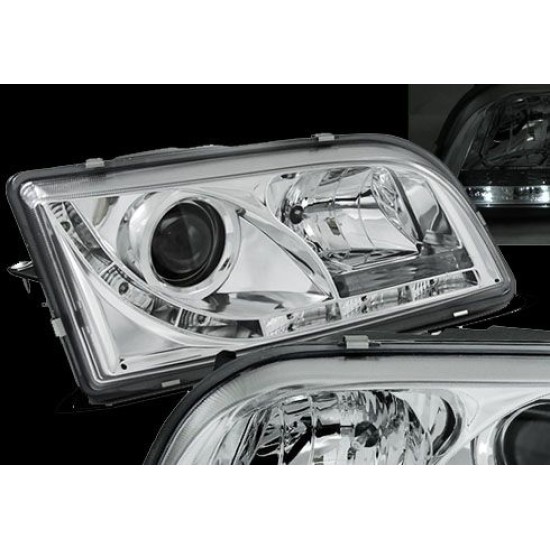 Φανάρια εμπρός led για Volvo S/V40 (1996-2003) - chrome , με λάμπες (Η1) - σετ 2τμχ.