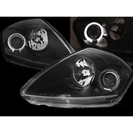 Φανάρια εμπρός angel eyes για Mitsubishi Eclipse (2000-2005) - black , με λάμπες (Η1) - σετ 2τμχ.