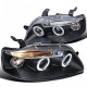 Φανάρια εμπρός led angel eyes για Chevrolet Aveo (2003-2006) - μαύρα , με λάμπες (Η1) - σετ 2τμχ.