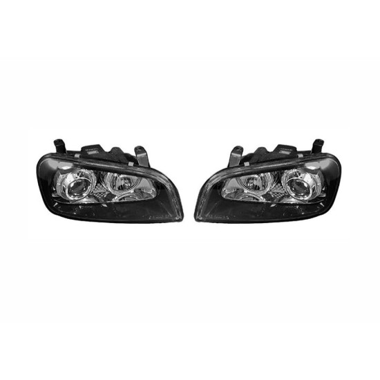 Φανάρια εμπρός angel eyes για Toyota Rav4 (1994-2000) - μαύρα , με λάμπες (Η1) - σετ 2τμχ.