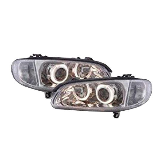 Φανάρια εμπρός angel eyes για Opel Omega B (1994-1999) - chrome , χωρίς λάμπες (Η7) - σετ 2τμχ.