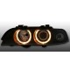 Φανάρια εμπρός angel eyes για BMW E39 (1995-2000) - μαύρο χρώμα , χωρίς λάμπες (Η7) - σετ 2τμχ.