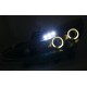 Φανάρια εμπρός led angel eyes για Peugeot 207 (2006-2009) , μαύρα , με λάμπες (Η1) - σετ 2τμχ.