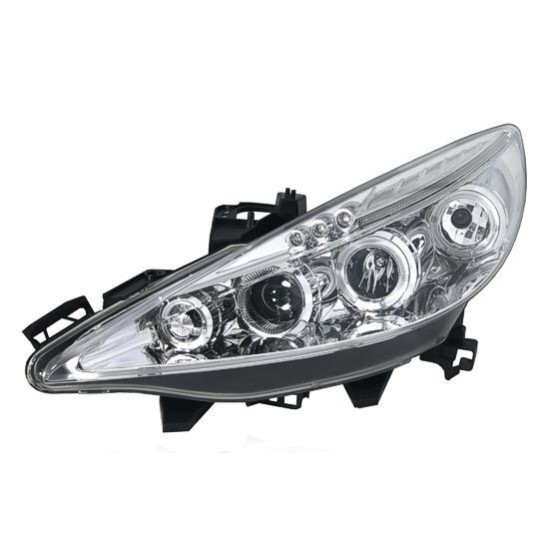 Φανάρια εμπρός led angel eyes για Peugeot 207 (2006-2009) , με λάμπες (Η1) - σετ 2τμχ.