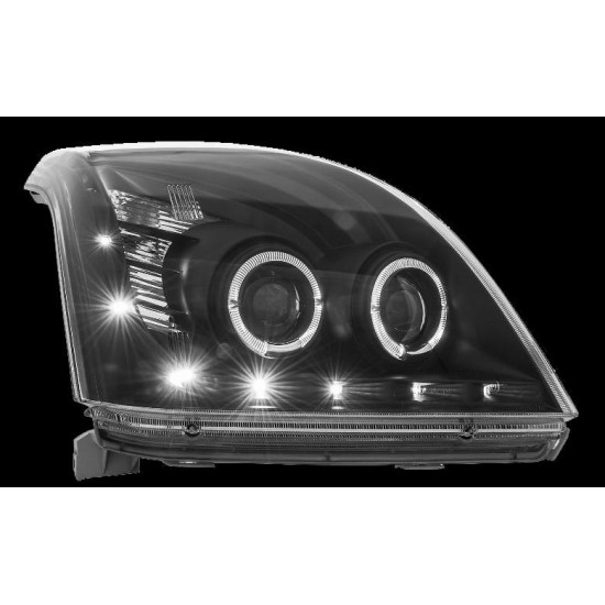 Φανάρια εμπρός led / angel eyes για Toyota Land Cruiser 120 (2003-2009) - chrome , με λάμπες (Η1) - σετ 2τμχ.