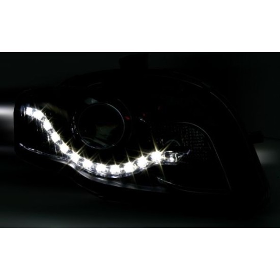 Φανάρια εμπρός led για Audi A4 B7 (2004-2008) - chrome , με λάμπες (Η1) - σετ 2τμχ.