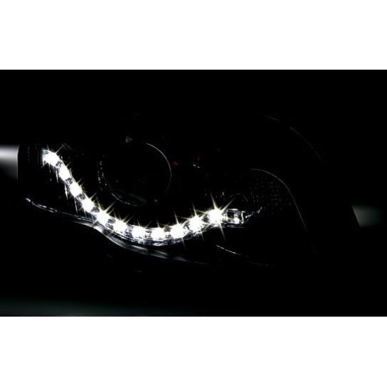 Φανάρια εμπρός led Dayline για Audi A3 (2003-2008) - chrome , με λάμπες (Η1) - σετ 2τμχ.