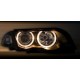 Φανάρια εμπρός angel eyes για BMW E46 sedan (1998-2001) - μαύρα , χωρίς λάμπες (Η7) - σετ 2τμχ.