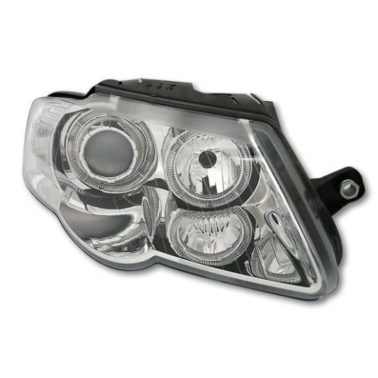 Φανάρια εμπρός angel eyes για Vw Passat B6 / 3C (2005+) - chrome , χωρίς λάμπες (Η7) - σετ 2τμχ.