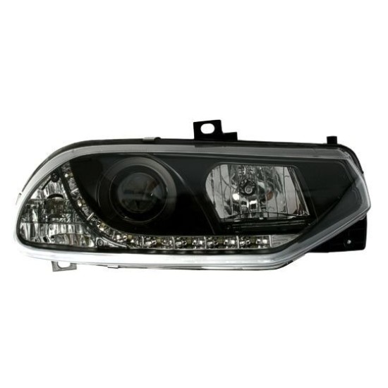 Φανάρια εμπρός led για Alfa Romeo 156 (1997-2003) - μαύρα , με λάμπες (Η1) - σετ 2τμχ.