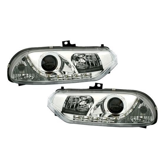 Φανάρια εμπρός led για Alfa Romeo 156 (1997-2003) - chrome , με λάμπες (Η1) - σετ 2τμχ.