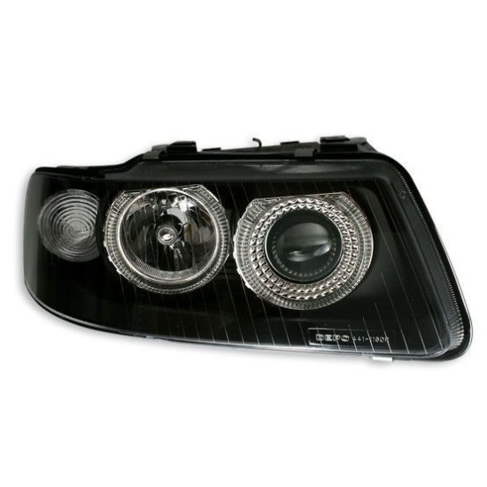 Φανάρια εμπρός angel eyes για Audi A3 (2000-2003) - μαύρα , χωρίς λάμπες (Η7) - σετ 2τμχ.