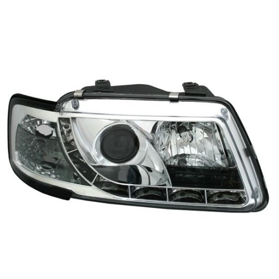 Φανάρια εμπρός led για Audi A3 (1996-2000) - chrome , με λάμπες (Η1) - σετ 2τμχ.