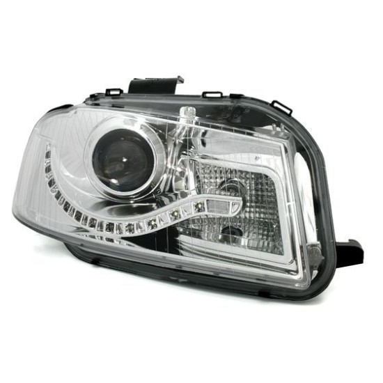 Φανάρια εμπρός led Dayline για Audi A3 (2003-2008) - chrome , με λάμπες (Η1) - σετ 2τμχ.