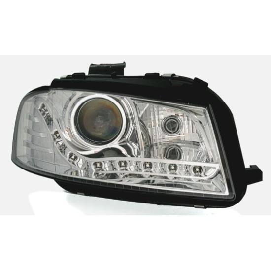 Φανάρια εμπρός led για Audi A3 (2003-2008) - chrome , χωρίς λάμπες (Η7) - σετ 2τμχ.