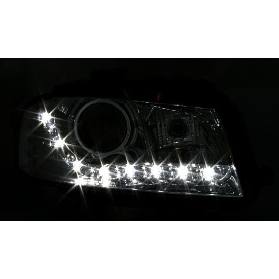 Φανάρια εμπρός led για Audi A3 (2003-2008) - chrome , χωρίς λάμπες (Η7) - σετ 2τμχ.