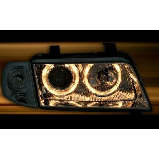 Φανάρια εμπρός angel eyes για Audi A4 (1995-1998) - chrome , χωρίς λάμπες (Η7) - σετ 2τμχ.