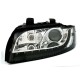 Φανάρια εμπρός led Dayline για Audi A4 (2001-2004) - μαύρα , χωρίς λάμπες (Η7) - σετ 2τμχ.