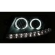 Φανάρια εμπρός angel eyes για Audi A6 led (2004-2008) - chrome , με λάμπες (Η1) - σετ 2τμχ.