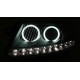 Φανάρια εμπρός angel eyes led Dayline για Audi A6 (2004-2008) - μαύρα , με λάμπες (Η1) - σετ 2τμχ.