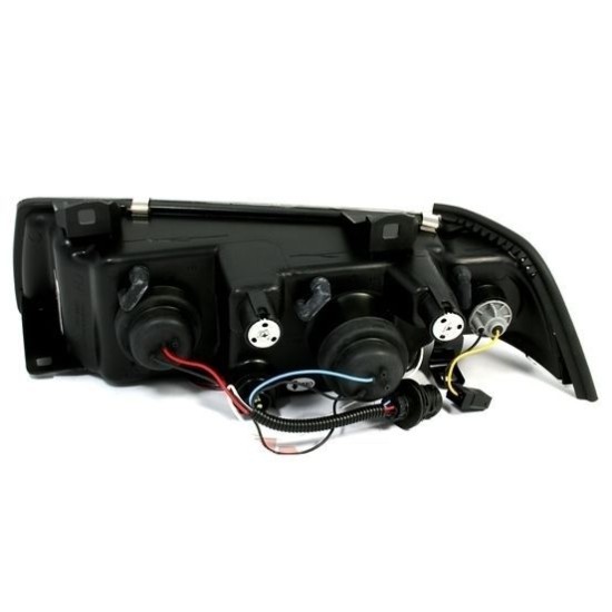 Φανάρια εμπρός angel eyes για BMW E36 (1991-1999) 4d sedan - black , με λάμπες (Η1) - σετ 2τμχ.