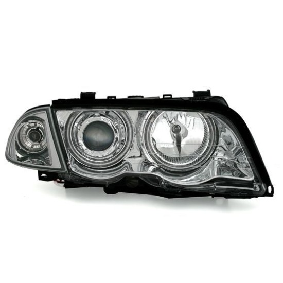 Φανάρια εμπρός angel eyes για BMW E46 sedan (1998-2001) - chrome , χωρίς λάμπες (Η7) - σετ 2τμχ.