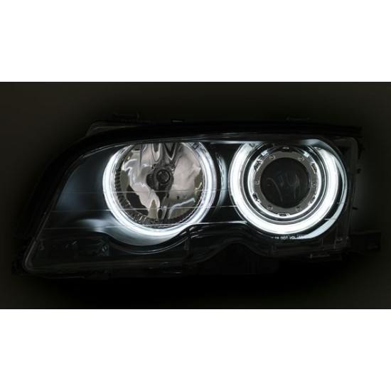 Φανάρια εμπρός angel eyes για BMW E46 sedan (2001-2005) - μαύρα με CCFL , χωρίς λάμπες (Η7) - σετ 2τμχ.