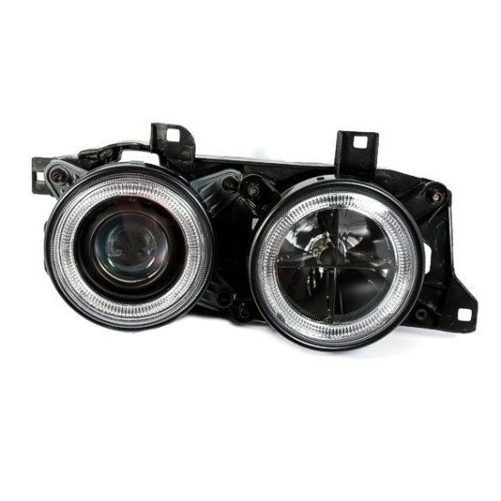 Φανάρια εμπρός angel eyes για BMW E32 /E34 (1989-1995) - μαύρα , χωρίς λάμπες (Η7) - σετ 2τμχ.