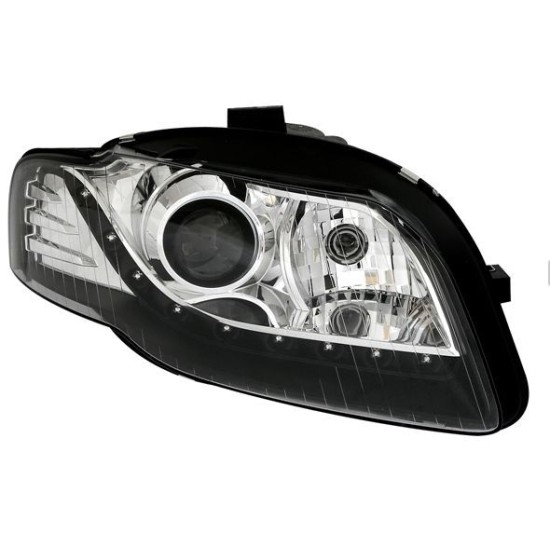 Φανάρια εμπρός led για Audi A4 B7 (2004-2008) - chrome για εργοστασιακά xenon , χωρίς λάμπες (Η7) - σετ 2τμχ.