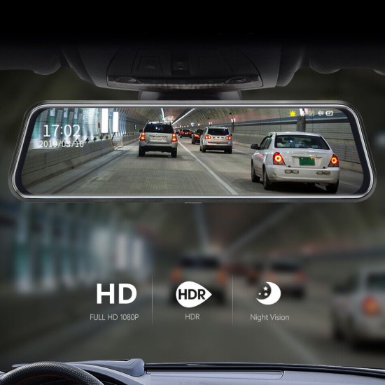 Βίντεο καταγραφέας DVR 1080 FULL HD με 5,5" LCD Touch screen οθόνη στον καθρέφτη με κάμερα οπισθοπορείας και καταγραφή