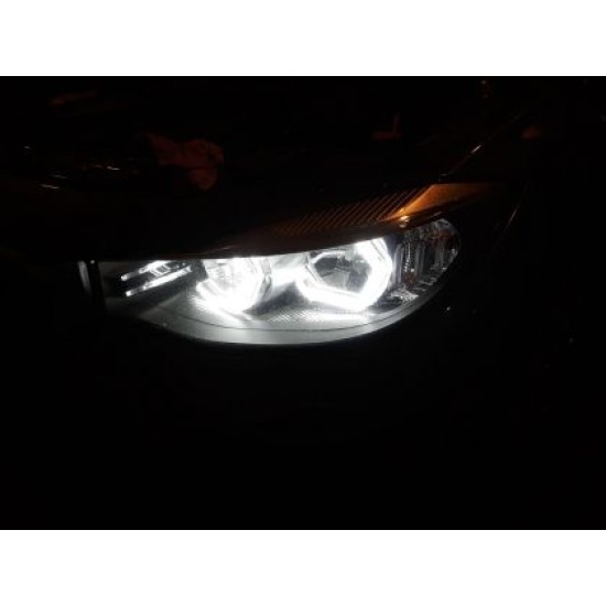 Δαχτυλίδια angel eyes για  BMW F30 - U-Design - με 2 χρώματα και λειτουργία φλας (λευκό και κίτρινο)